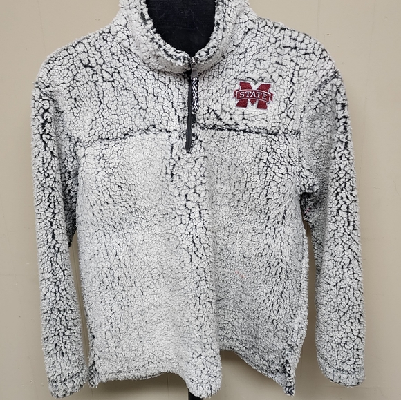 boxercraft Jackets & Blazers - Boxercraft Women's Size Large Mississippi State Gray Sherpa 1/4 Zip Pullover
